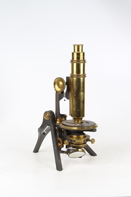 Lot 5 - A 19th century lacquered brass monocular...