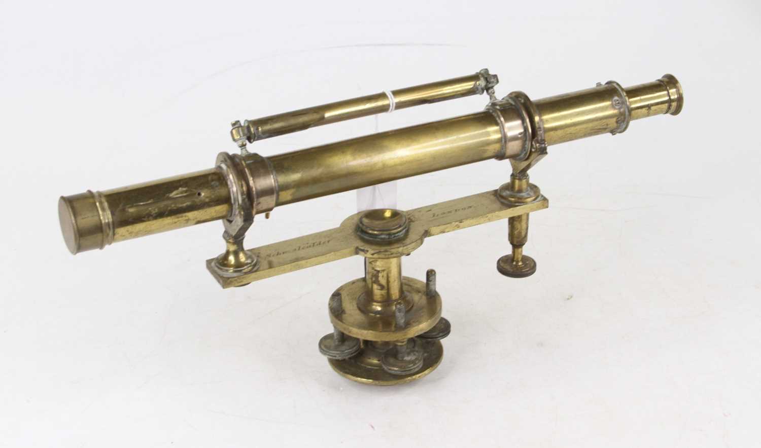 Lot 28 - A late 19th century lacquered brass surveyor's...