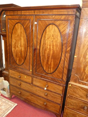 Lot 1160 - A Regency mahogany and ebony inlaid linen...