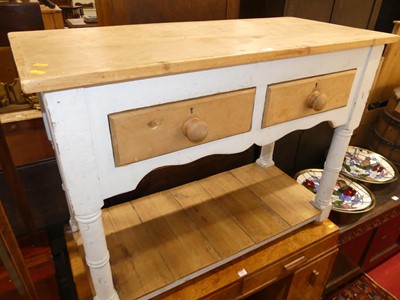 Lot 1182 - A rustic pine and part painted two drawer...