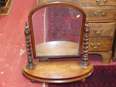 Lot 1219 - A mid-Victorian mahogany swing toilet mirror,...