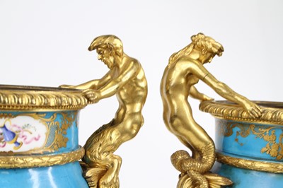 Lot 81 - A pair of late 19th century Servres style gilt...
