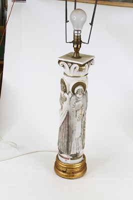 Lot 95 - A porcelain column shaped table lamp in the...
