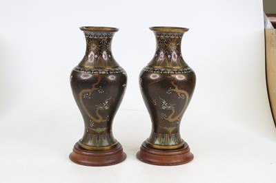Lot 97 - A pair of Chinese cloisonne vases of upper...