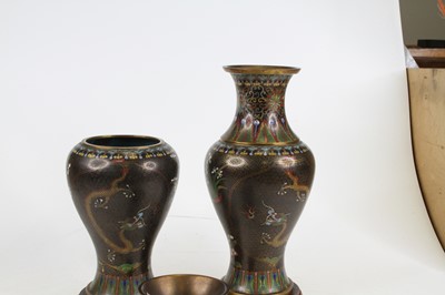 Lot 97 - A pair of Chinese cloisonne vases of upper...