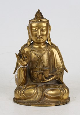 Lot 111 - A gilt metal figure of Guan Yin,height 19cm