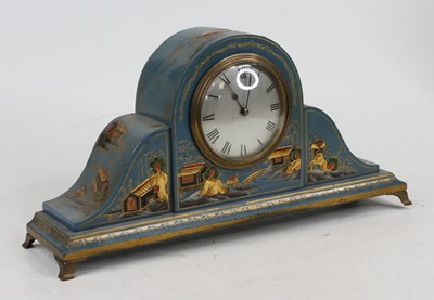 Lot 114 - A 1920s blue lacquered mantel clock, with...