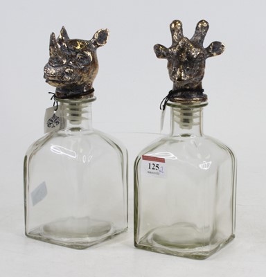 Lot 125 - A pair of novelty glass decanters, one stopper...