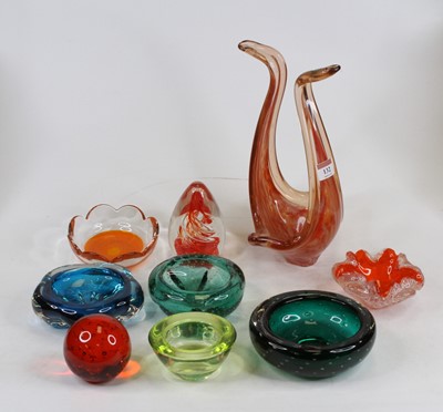 Lot 132 - A studio glass centrepiece, with red trailed...