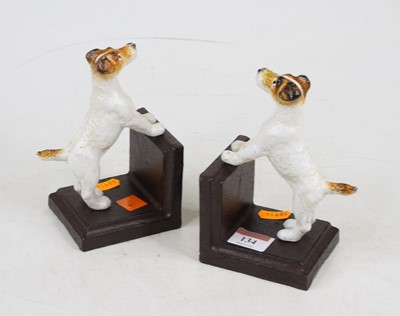 Lot 134 - A pair of novelty painted cast iron book ends...