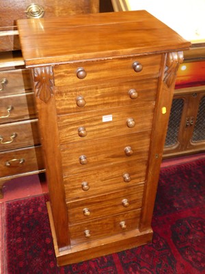 Lot 1225 - A Victorian mahogany Wellington chest of seven...