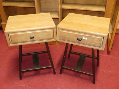 Lot 1235 - A pair of contemporary limed oak and anodised...