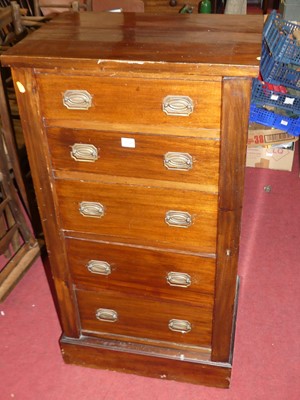 Lot 1249 - A Victorian walnut Wellington chest of five...