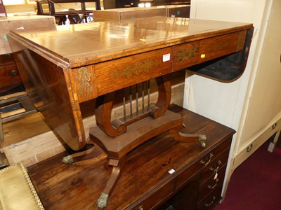 Lot 1252 - A Regency rosewood and brass inlaid pedestal...