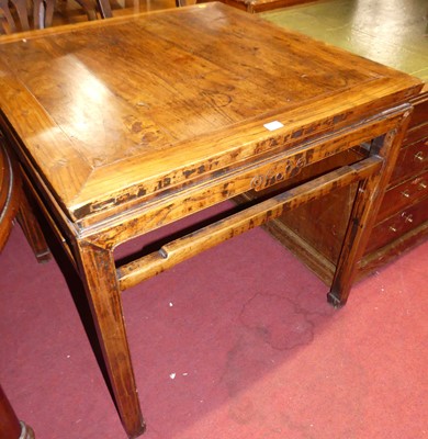 Lot 1273 - A Chinese stained elm square section centre...