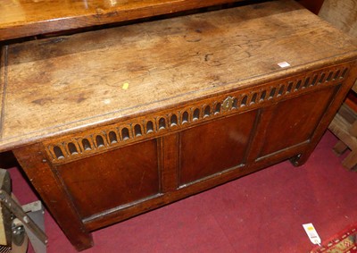 Lot 1293 - An 18th century joined oak hinge topped three...