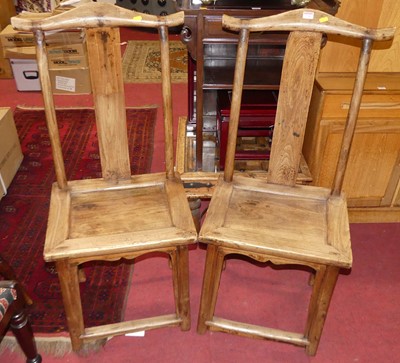 Lot 1300 - A set of four Chinese stained elm splatback...