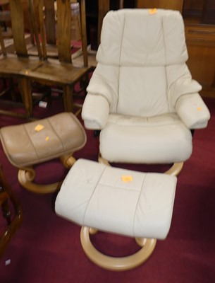 Lot 1304 - A contemporary Stressless cream leather and...