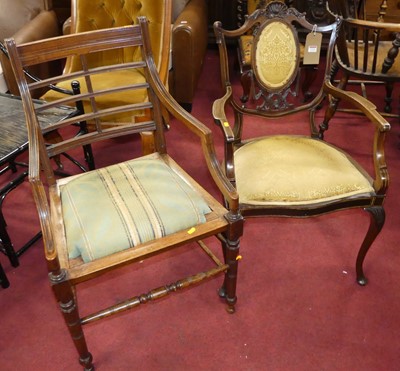 Lot 1322 - A late Victorian mahogany and ivory inlaid...