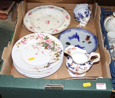 Lot 151 - A box of ceramics to include 19th century...