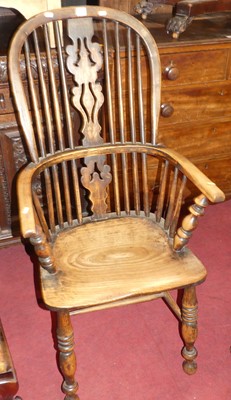 Lot 1323 - A 19th century elm and fruitwood splatback...