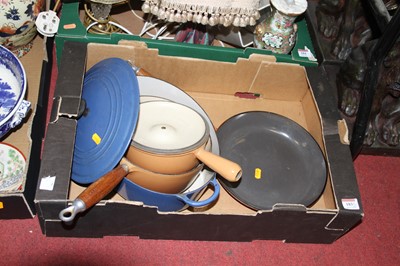 Lot 183 - A box of Le Creuset enamel cast iron cookware