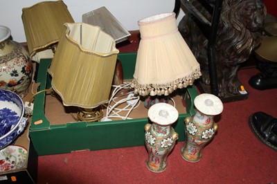 Lot 184 - A box of table lamps to include glass and hard...