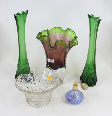 Lot 197 - A 20th century studio glass vase, having a...