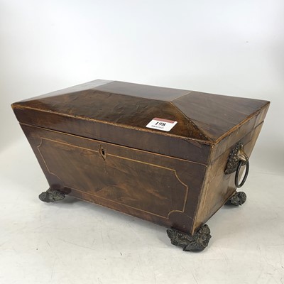 Lot 198 - A George IV mahogany and boxwood strung box of...