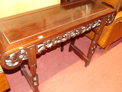 Lot 1362 - A contemporary Chinese 'rosewood' altar table,...