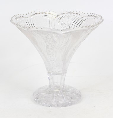 Lot 202 - A cut glass table bowl of trumpet shape having...