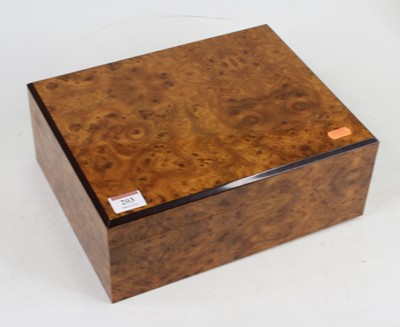 Lot 203 - An Italian burr walnut veneered humidor,...