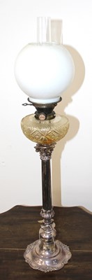 Lot 205 - A Victorian oil lamp having a clear glass...