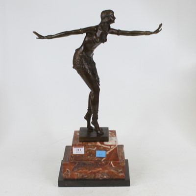 Lot 211 - An Art Deco style bronzed figure of a dancing...