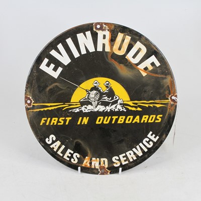 Lot 213 - An enamel advertising sign for Evinrude Sales...