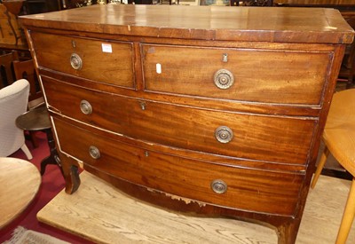 Lot 1401 - A 19th century mahogany low bowfront chest of...