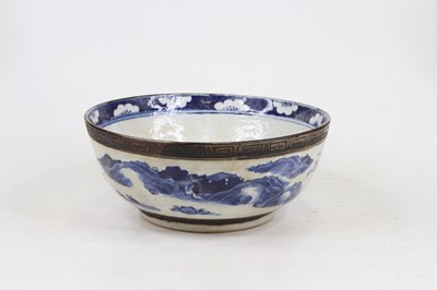 Lot 222 - A Chinese Nan King bowl underglaze decorated...