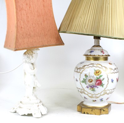 Lot 225 - A blanc de chine porcelain  table lamp in the...