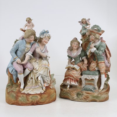 Lot 227 - A continental bisque porcelain figure group of...