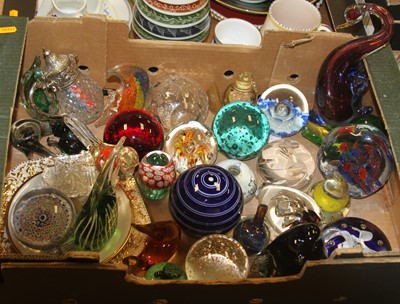 Lot 668 - A collection of assorted glass paperweights,...