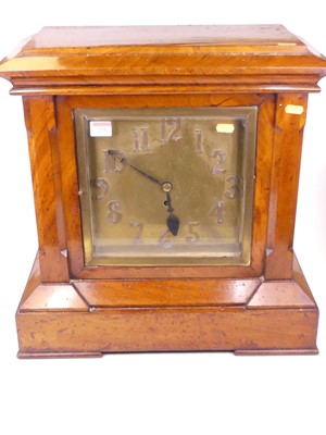 Lot 233 - A late Victorian walnut cased mantel clock of...