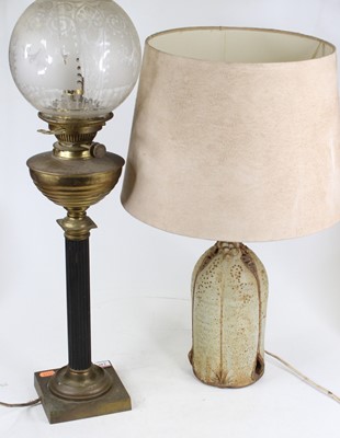 Lot 240 - A 20th century Studio pottery table lamp, of...