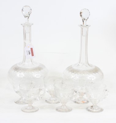 Lot 246 - A pair of Edwardian cut glass decanters and...