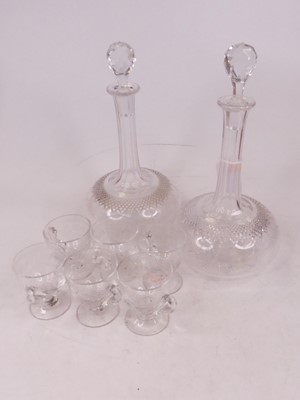 Lot 246 - A pair of Edwardian cut glass decanters and...