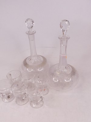 Lot 246 - A pair of Edwardian cut glass decanters and...