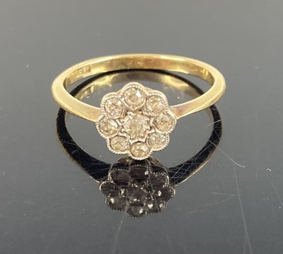 Lot 383 - An Art Deco period 18ct gold diamond set...