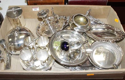 Lot 286 - A box of miscellaneous silver plate, to...