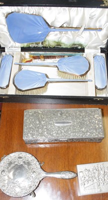 Lot 298 - An Art Deco dressing table set, with faux...