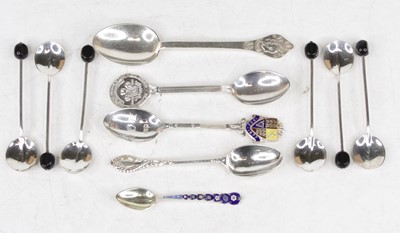 Lot 323 - A continental white metal salt spoon, the stem...