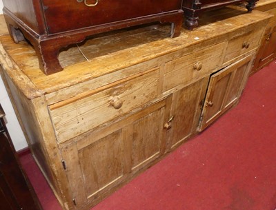 Lot 1408 - A Victorian rustic pine ledgeback dresser base,...